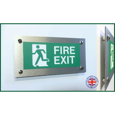 Fire Exit - Brushed Silver Wall Mounted without arrow